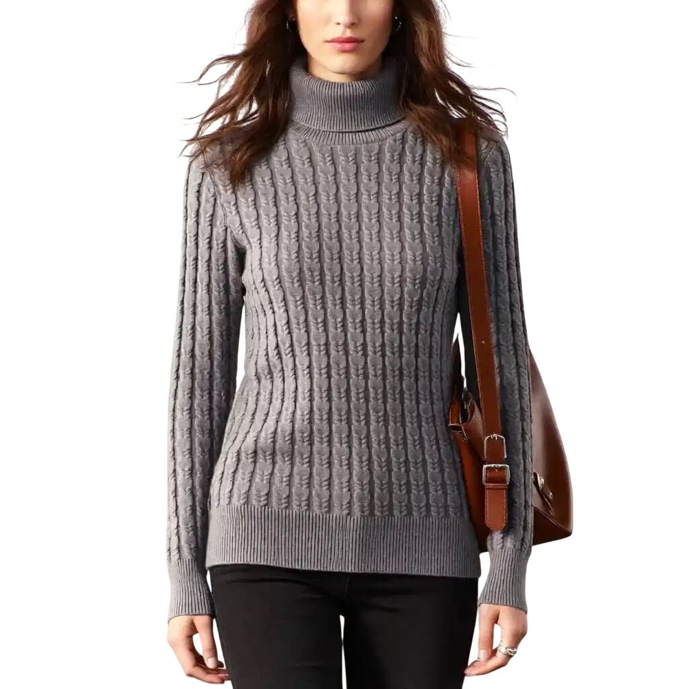 Philosophy $98 Gray Cable Knit Turtleneck Sweater Gray XS NWT